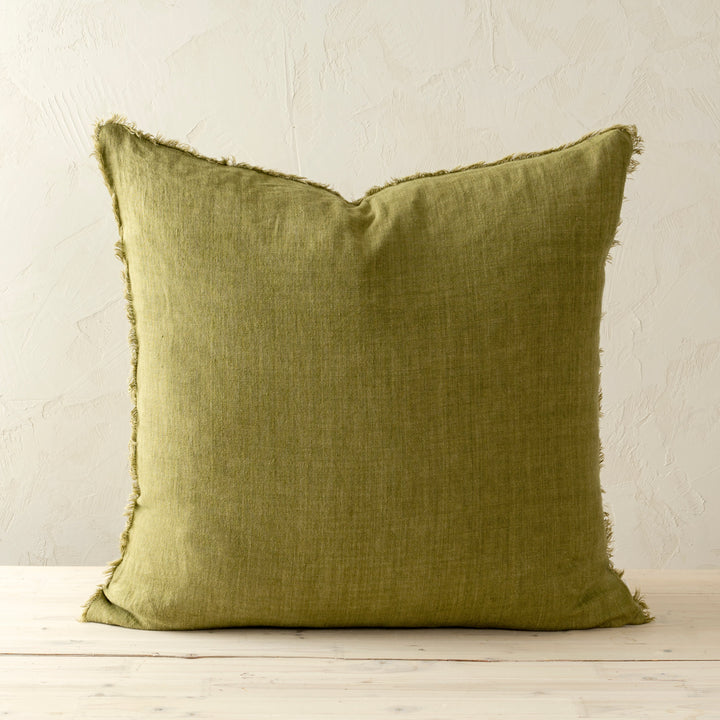 Lina Linen Pillow Dark Moss