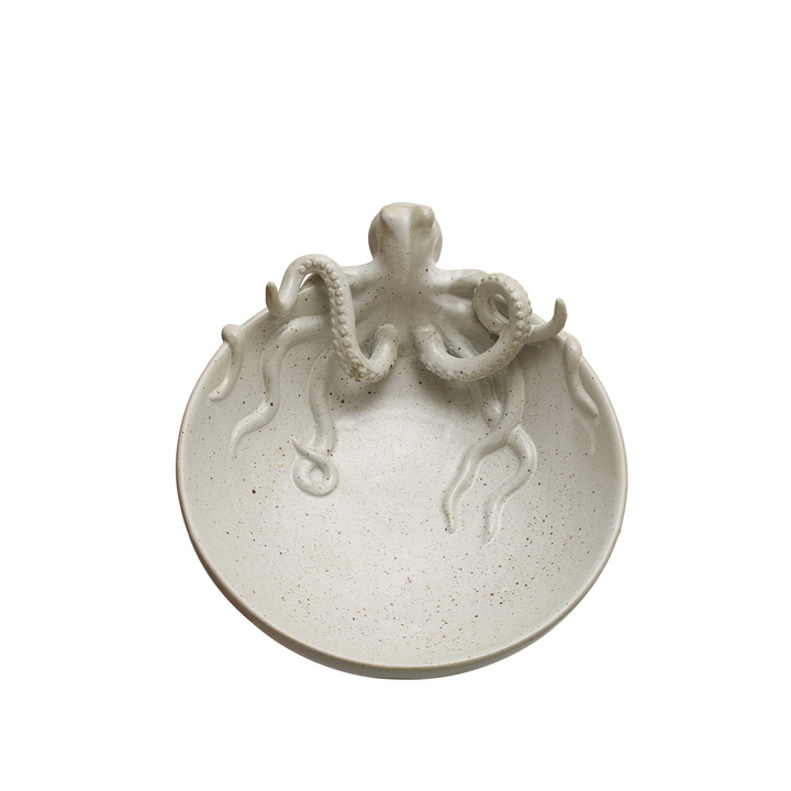 Stoneware White Octopus Bowl