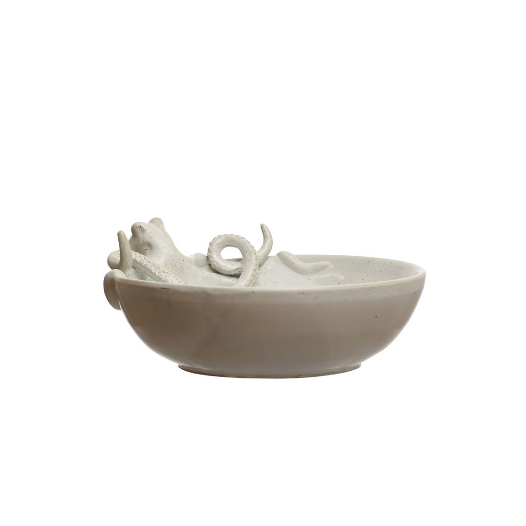 Stoneware White Octopus Bowl