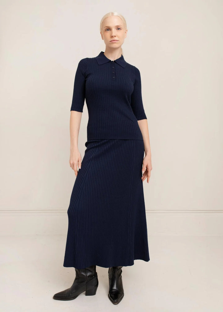 Leona Ribbed Knit Polo