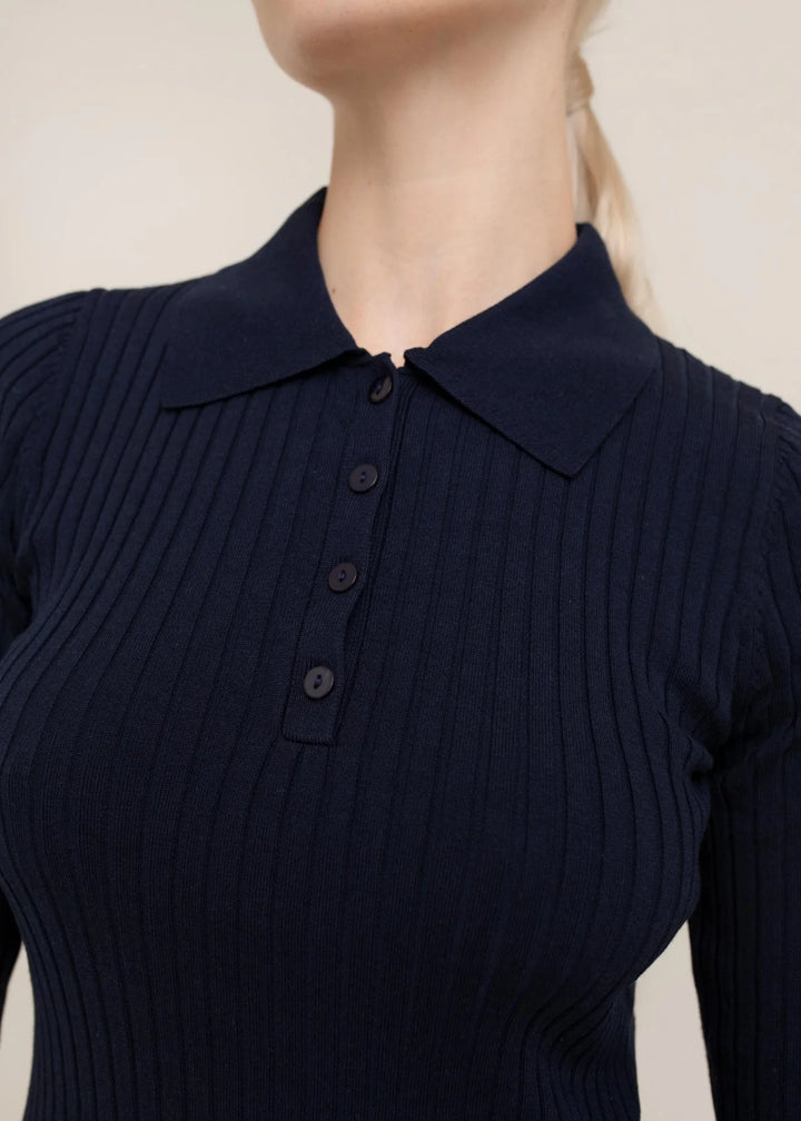 Leona Ribbed Knit Polo