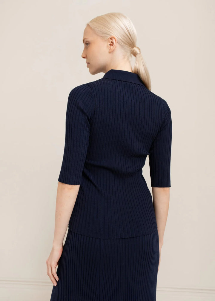 Leona Ribbed Knit Polo