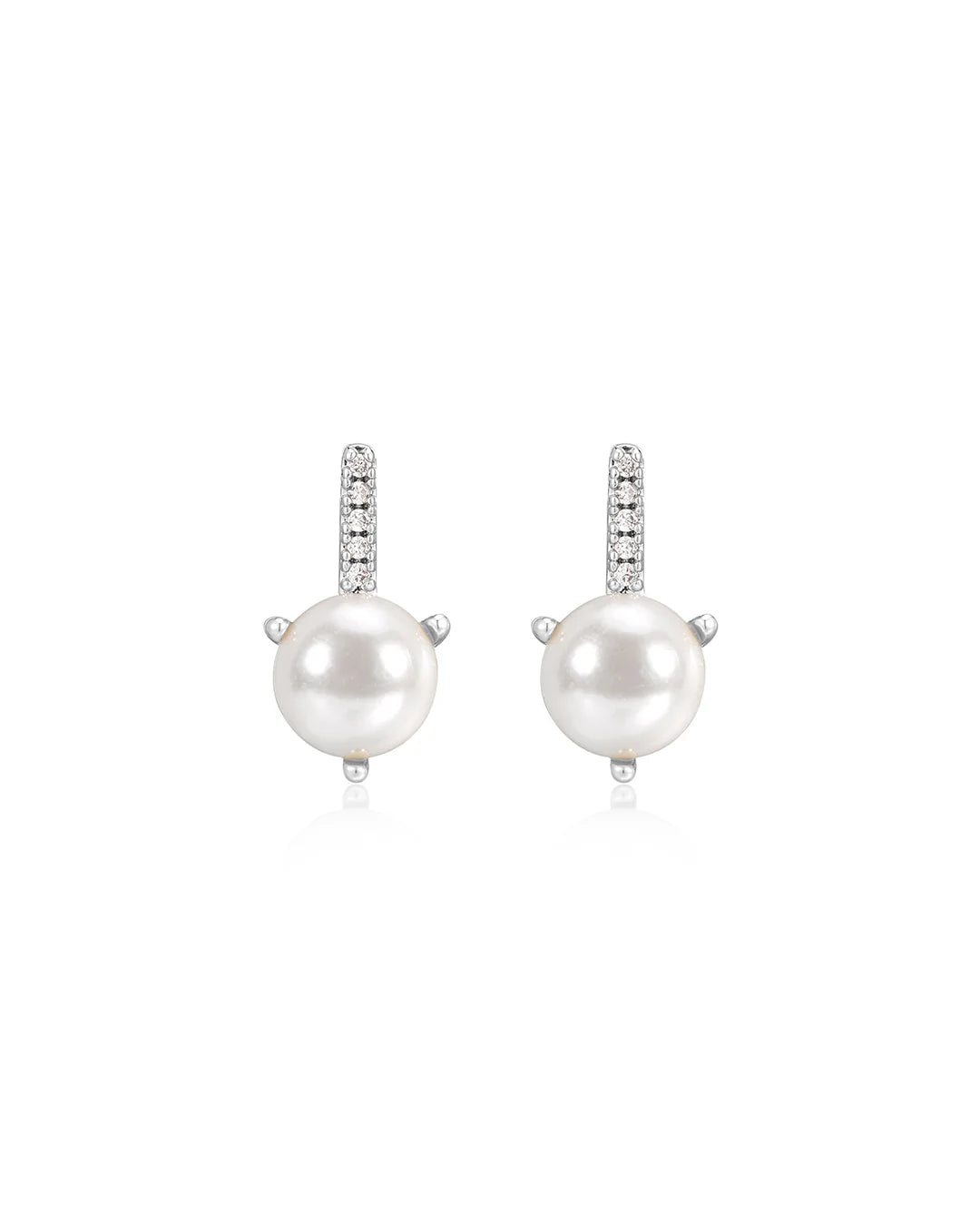 Pave Post Pearl Stud