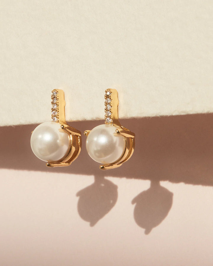 Pave Post Pearl Stud