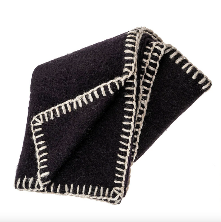 Blanket Stitch Mohair Throw 50x60
