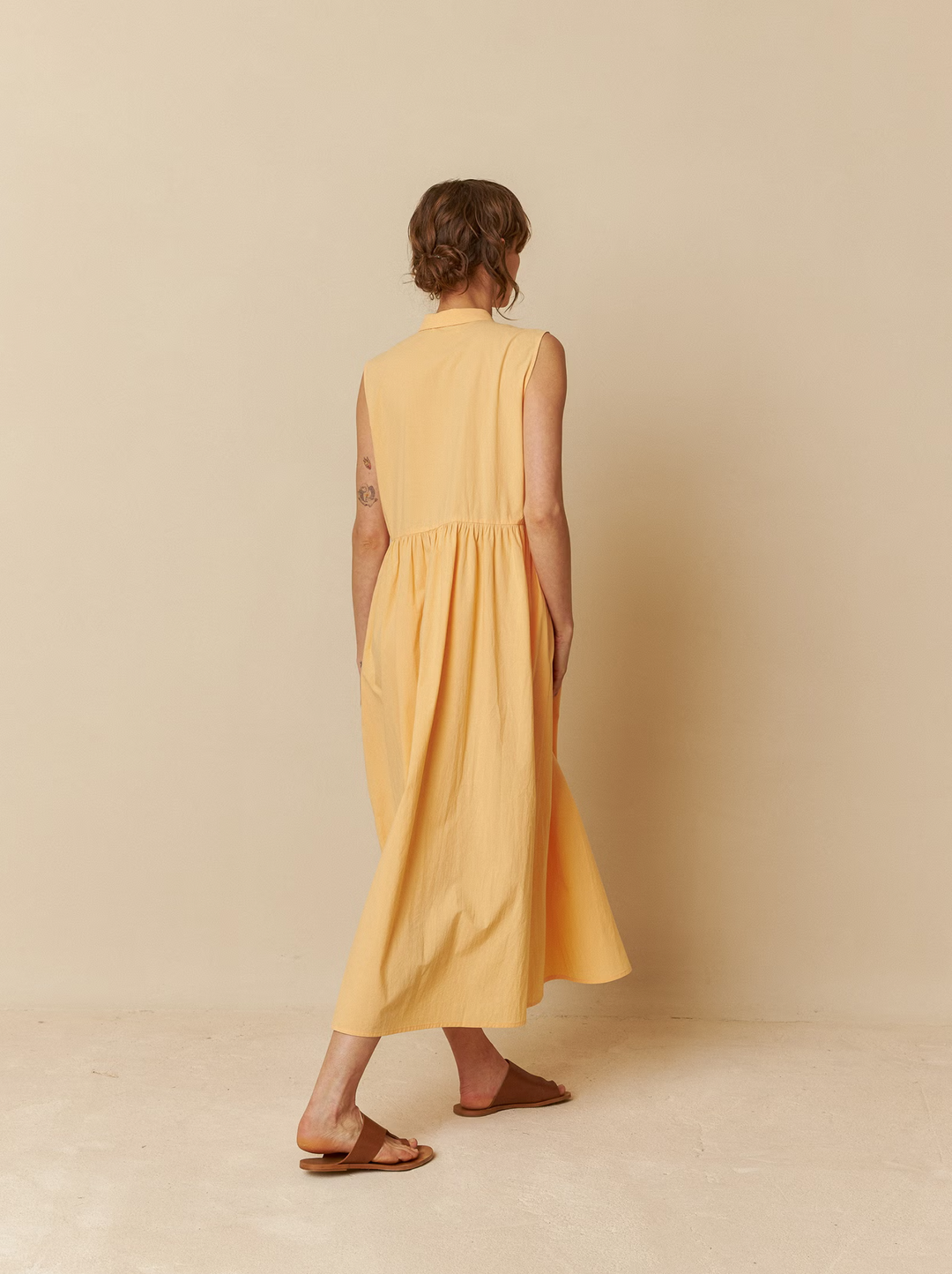 Vestido Poplin Mandarina
