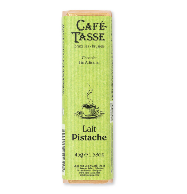 Milk chocolate bar filled with Pistachio