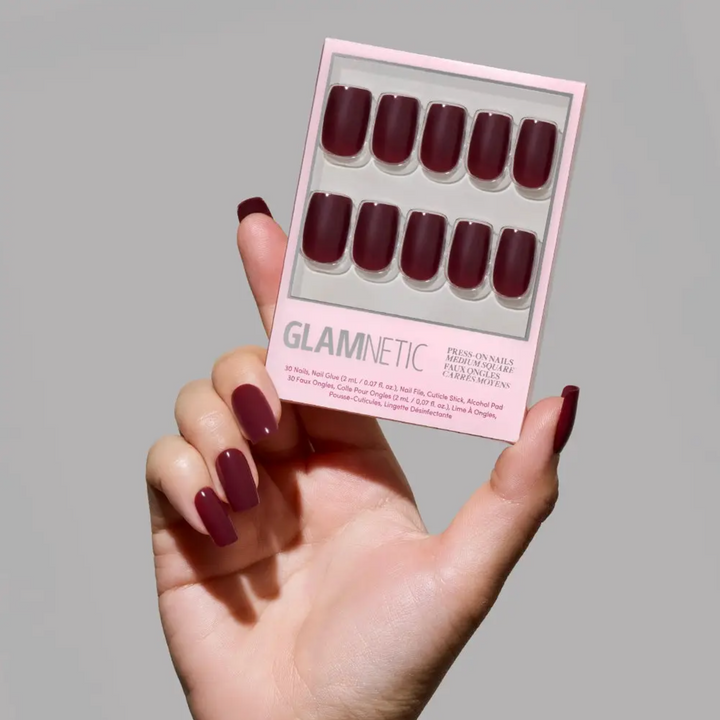 Cherry Mocha Press-On Nails | Medium Square