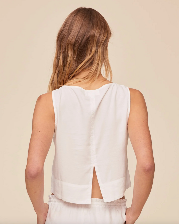 Sleeveless Boat Neck Split Back