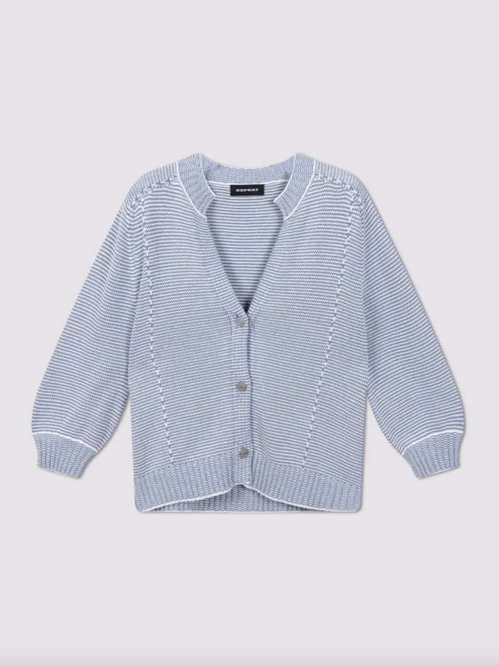Two-tone Cotton Stripe Cardigan