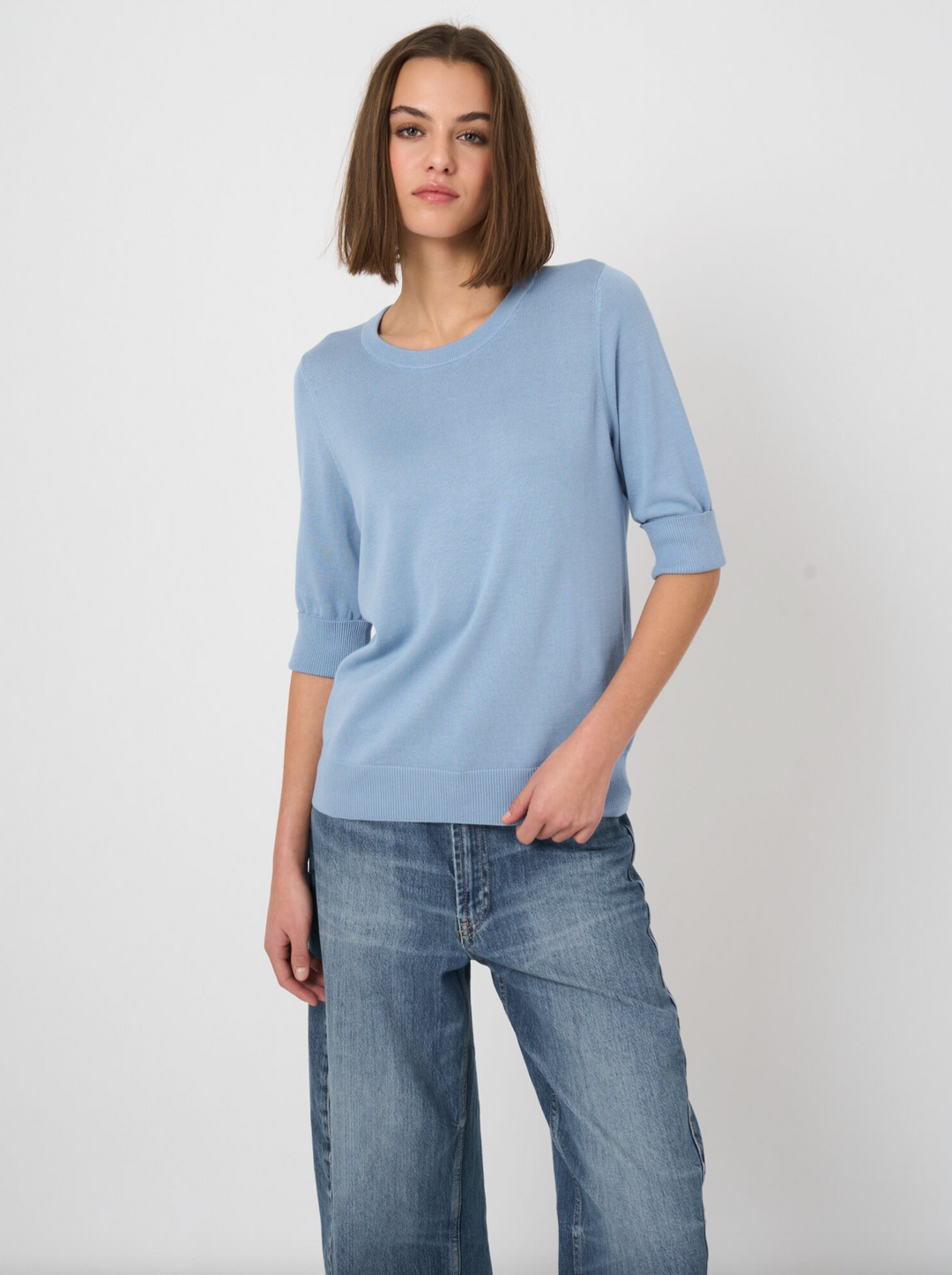 Fine Knit Cotton Blend Sweater