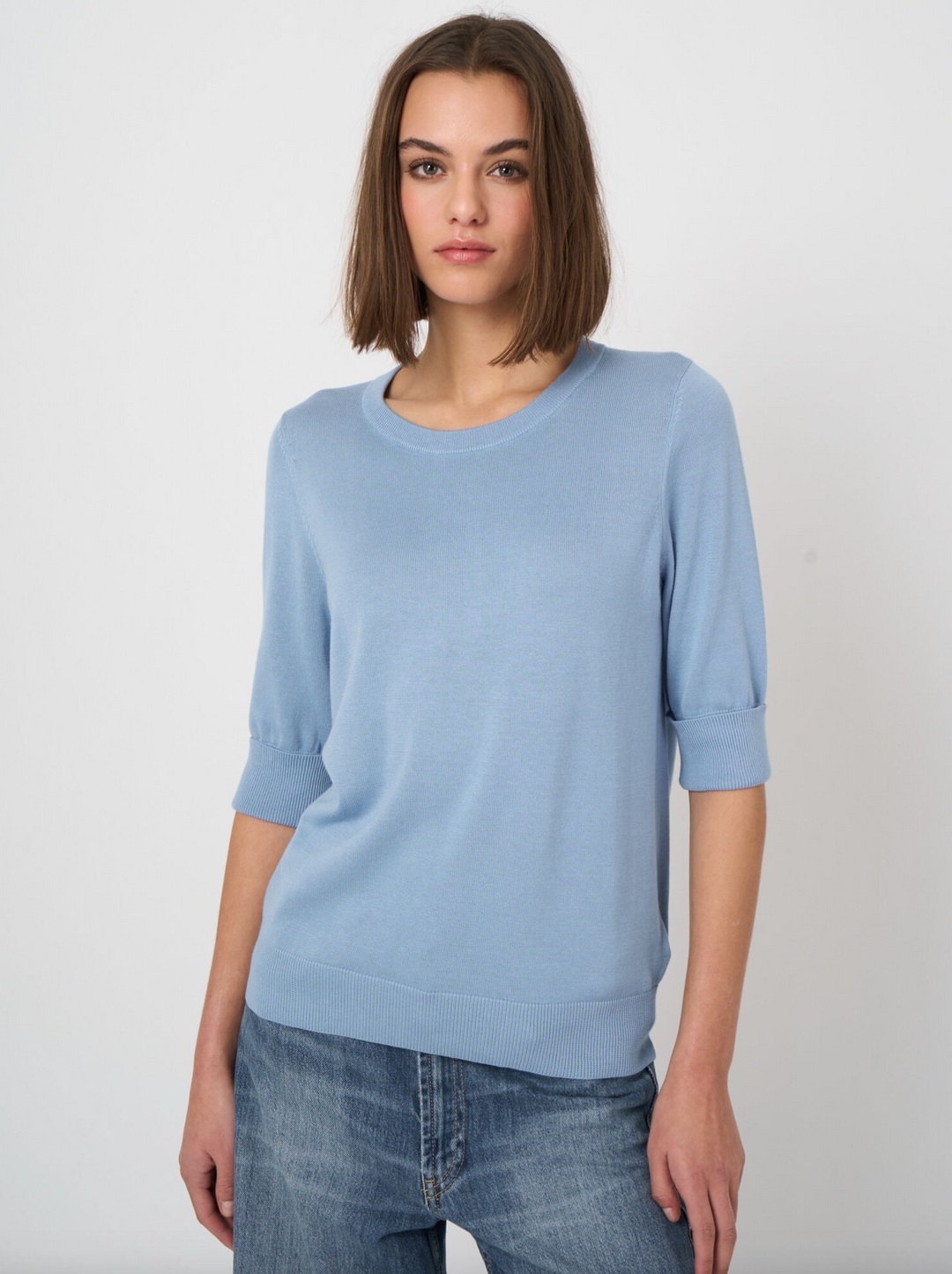 Fine Knit Cotton Blend Sweater