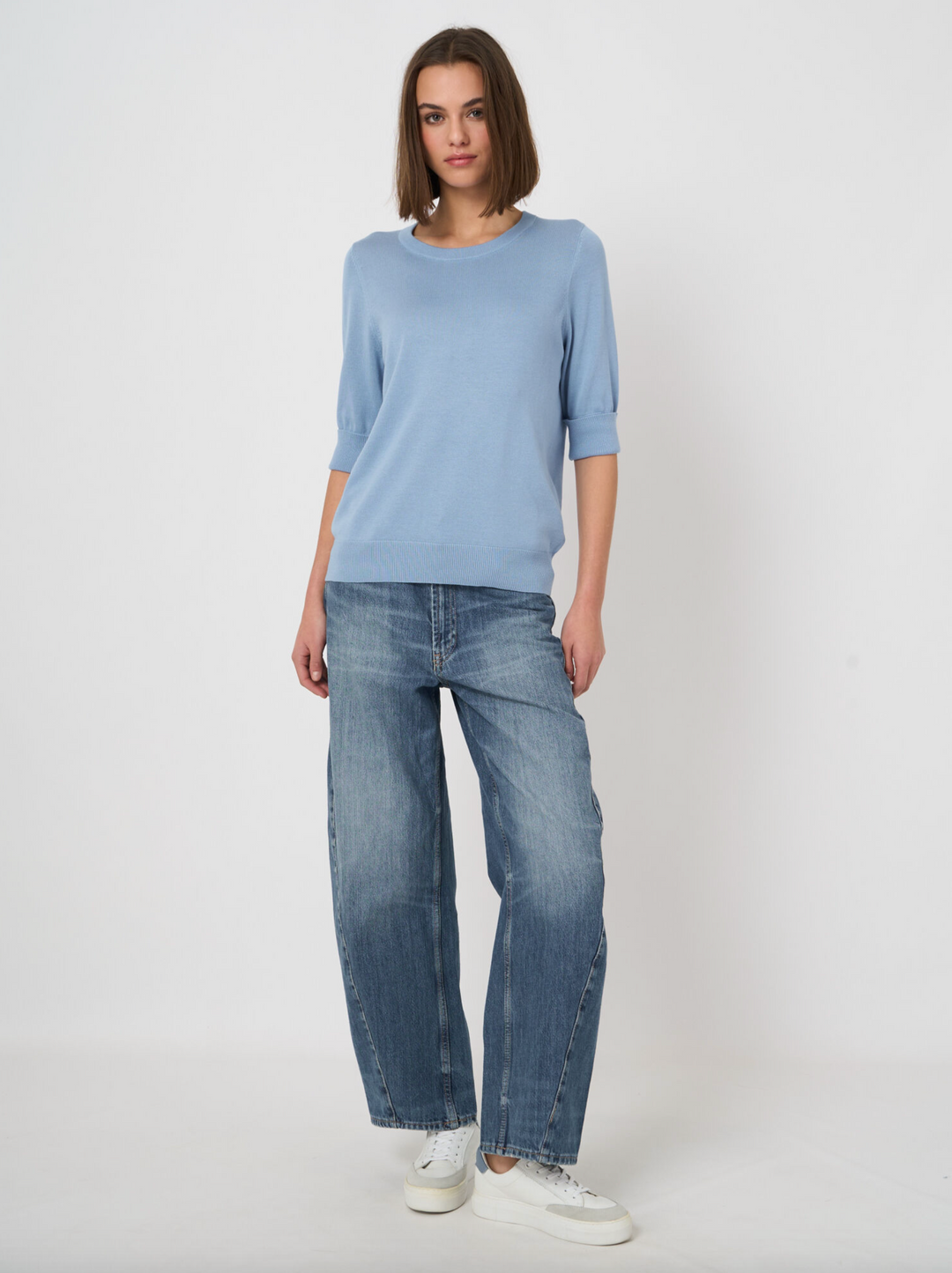 Fine Knit Cotton Blend Sweater