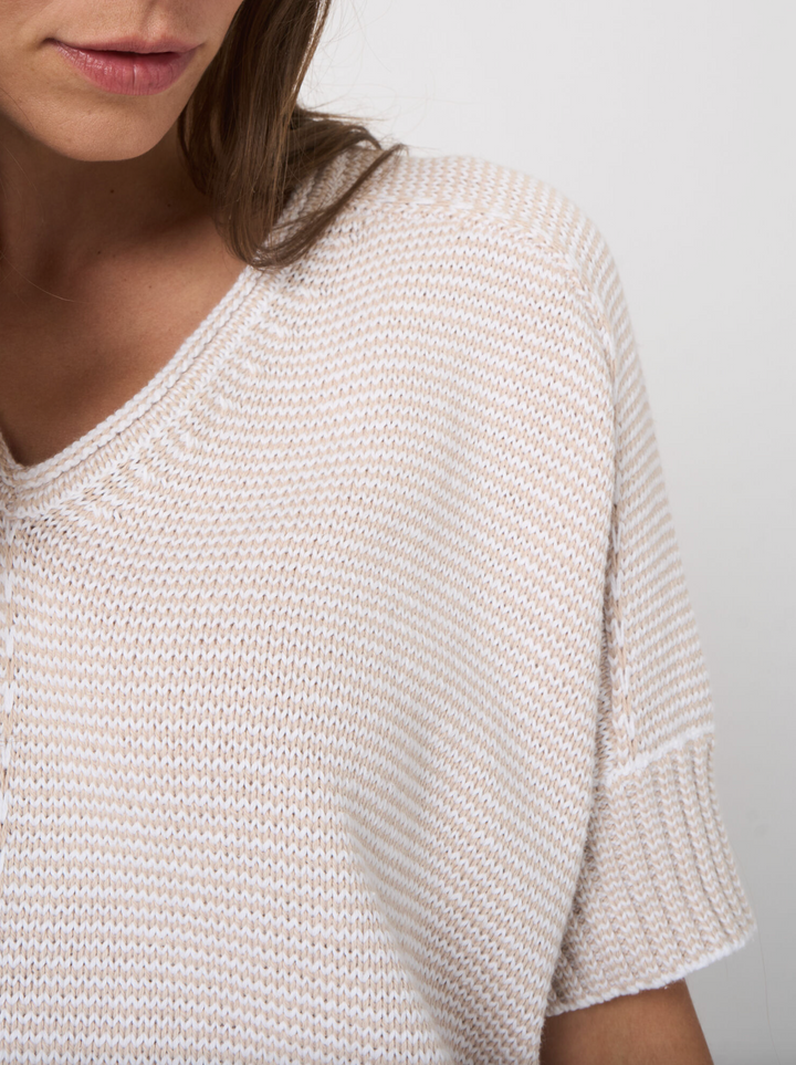 V-neck Cotton Knit Poncho