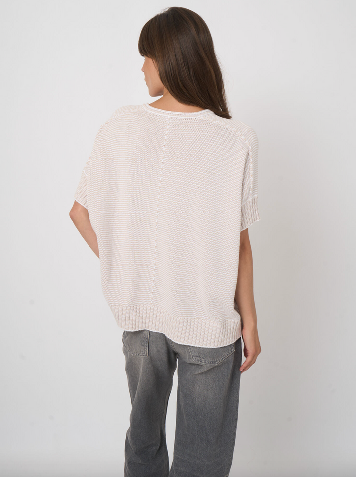 V-neck Cotton Knit Poncho