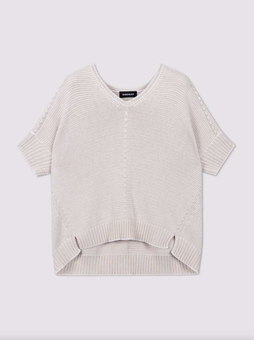 V-neck Cotton Knit Poncho