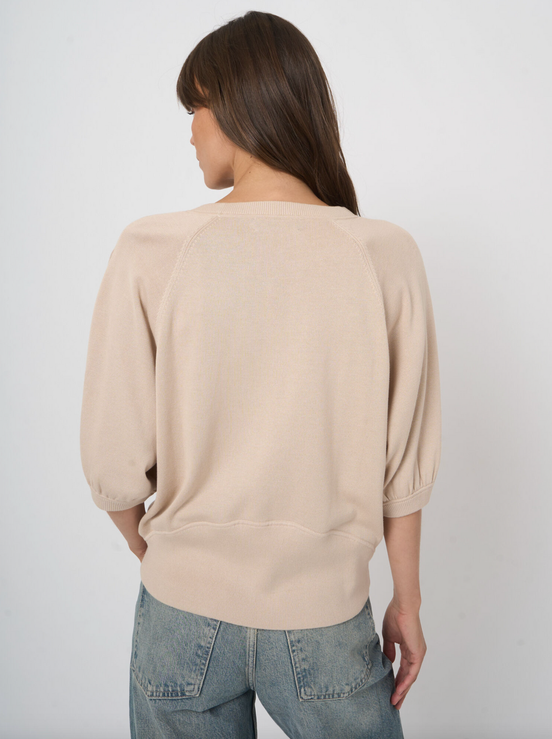 Fine Knit Pleated Sleeves Top