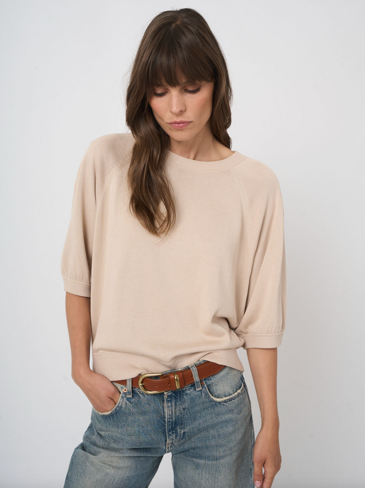 Fine Knit Pleated Sleeves Top