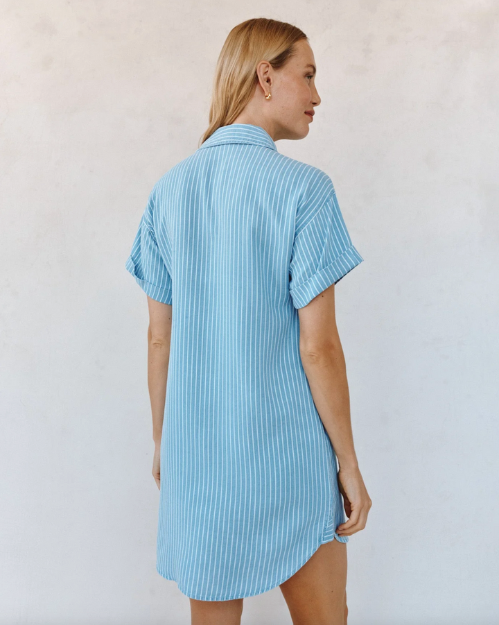 Roll Sleeve Pocket Shirt Dress