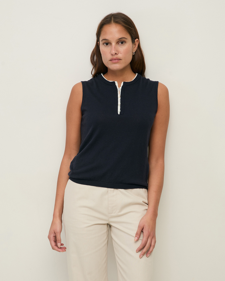 Henley Collar Top
