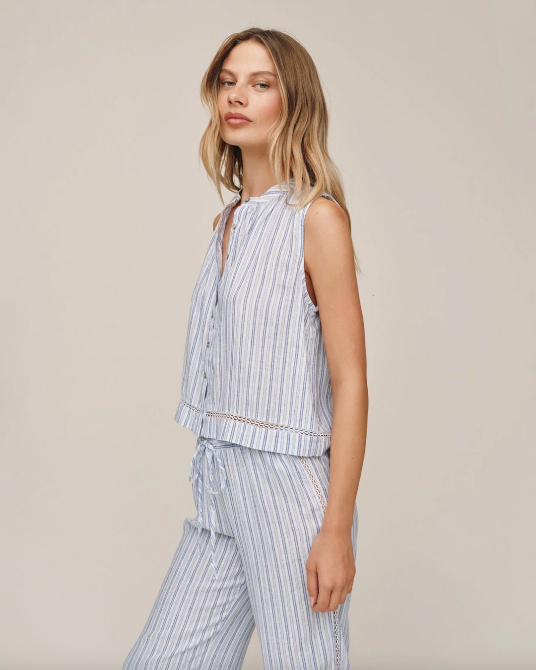 Sleeveless Button Front