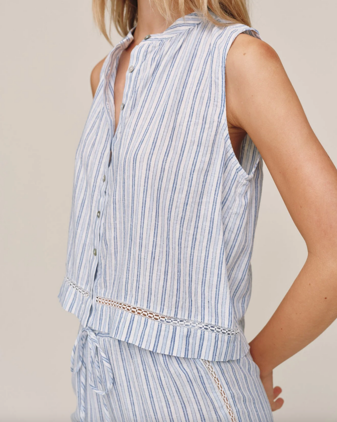 Sleeveless Button Front
