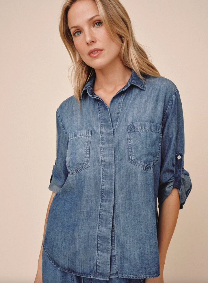 Split Back Button Down