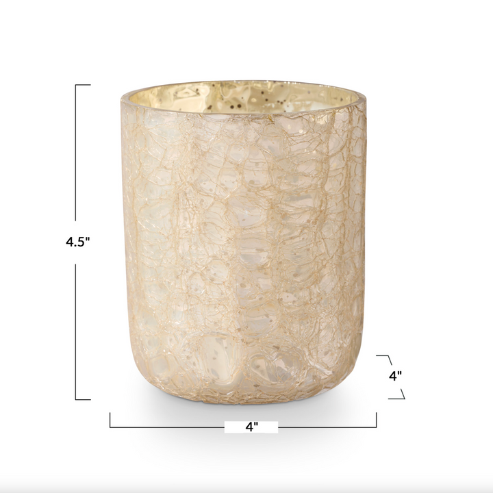 Winter White Crackle Glass Candle