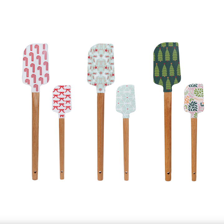 Holiday Patterned Silicone &amp; Wood Spatula