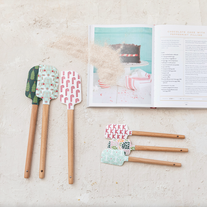 Holiday Patterned Silicone &amp; Wood Spatula