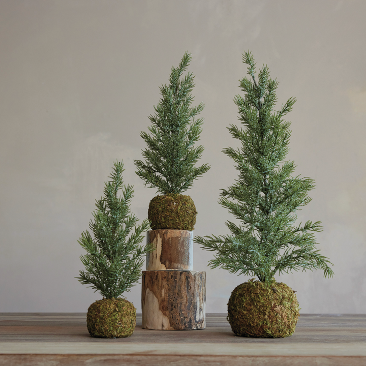 Faux Fir Tree w/ Moss Ball