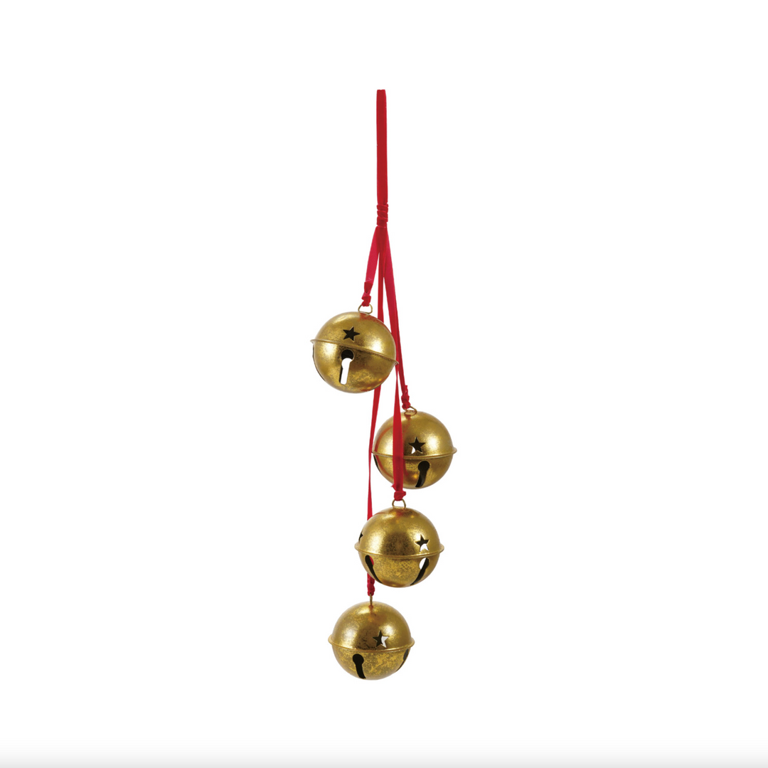Hanging Metal Bells on Velvet Ribbon