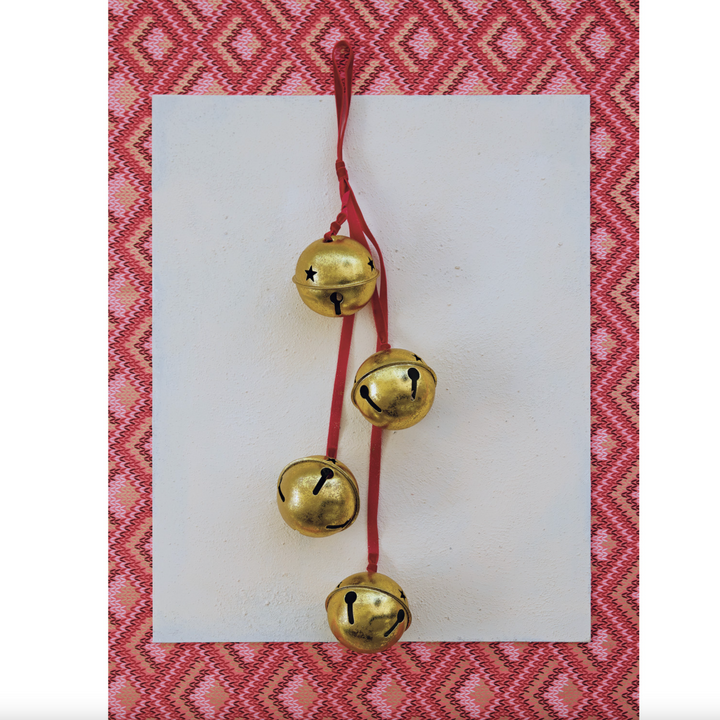 Hanging Metal Bells on Velvet Ribbon