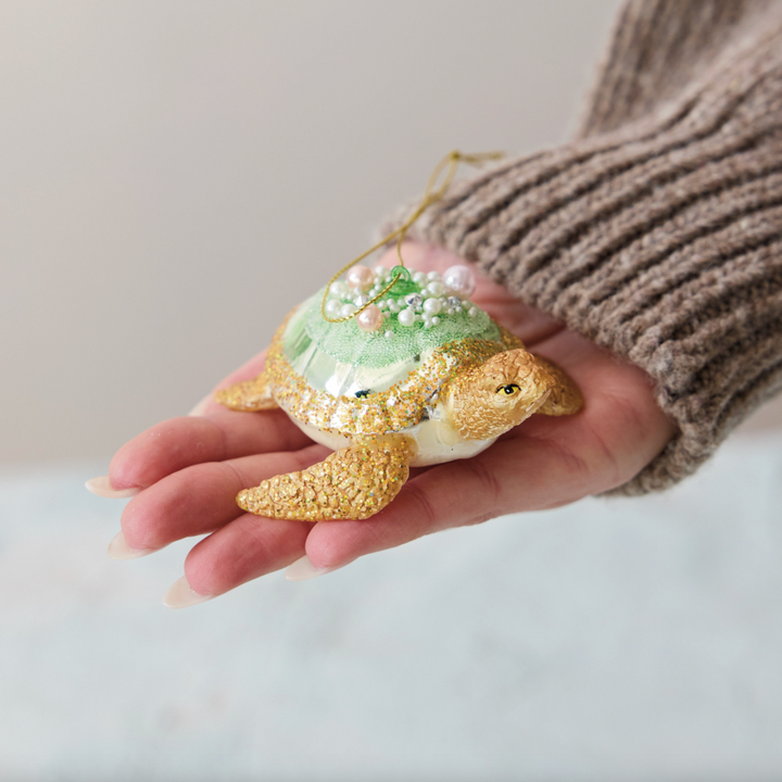 Hand-Painted Glass Sea Turtle Ornament