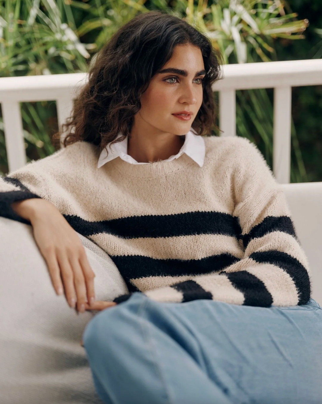 Drop Shoulder Sweater Stripes