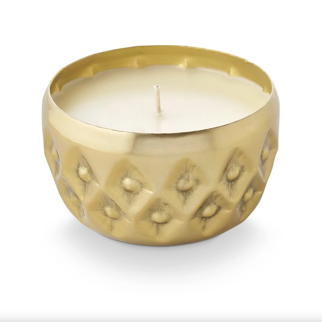 Winter White Pressed Metal Candle