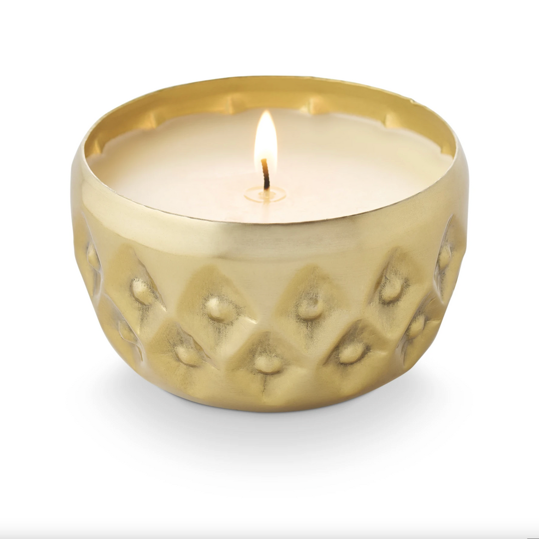 Winter White Pressed Metal Candle