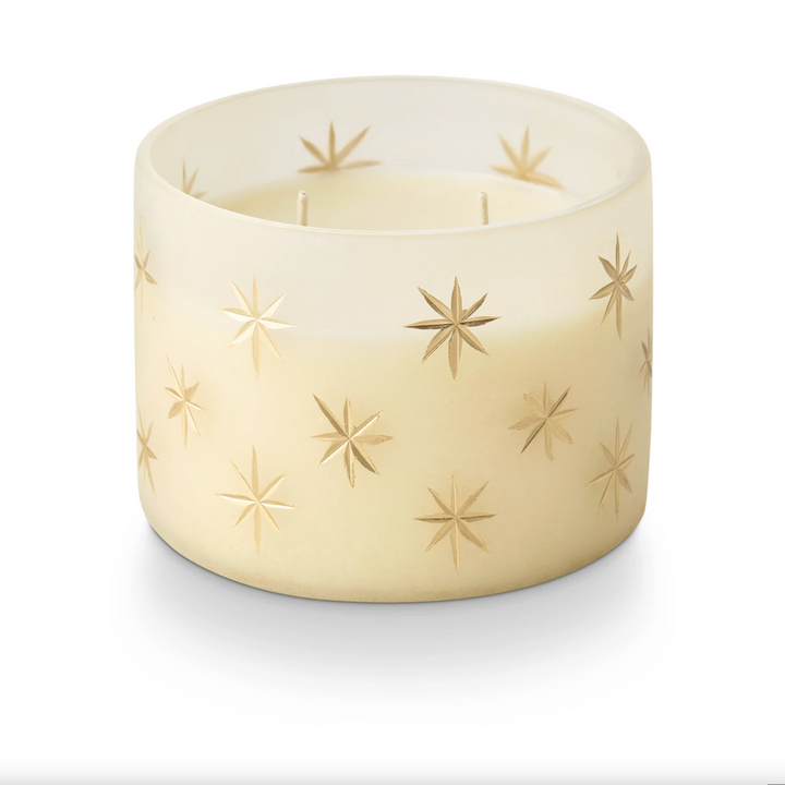Winter White Star Glass Candle