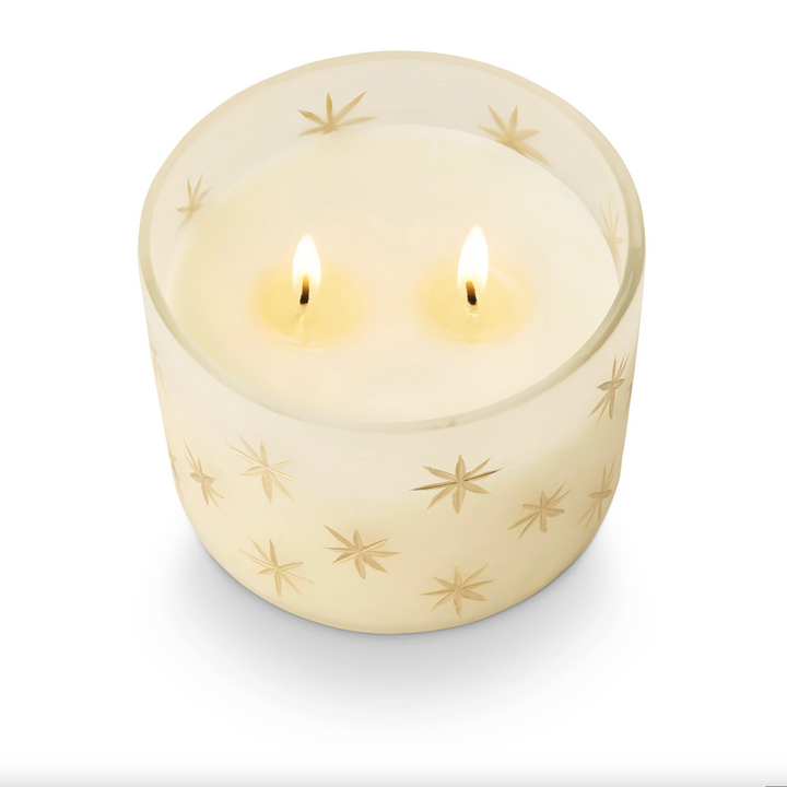 Winter White Star Glass Candle