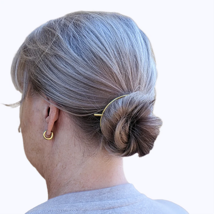 Abstract Oval Brass Hair Slide