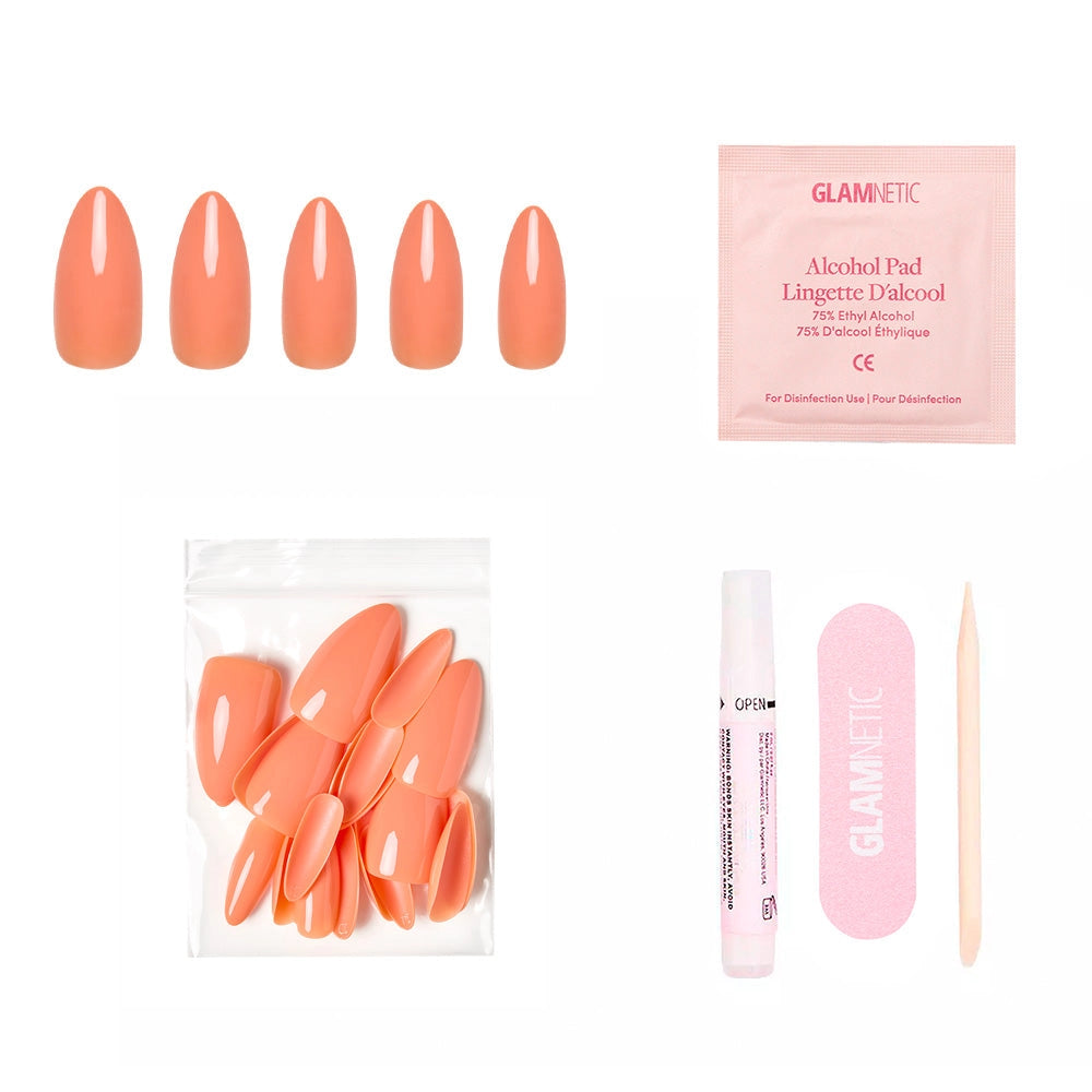 Soft Tangerine Press-On Nails | Medium Almond