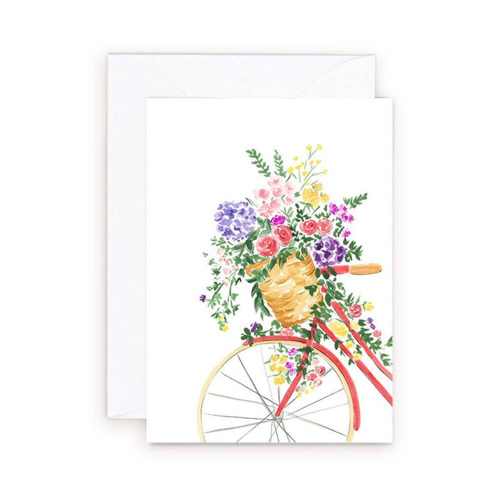 Floral Coral Bicyclette Mini Card