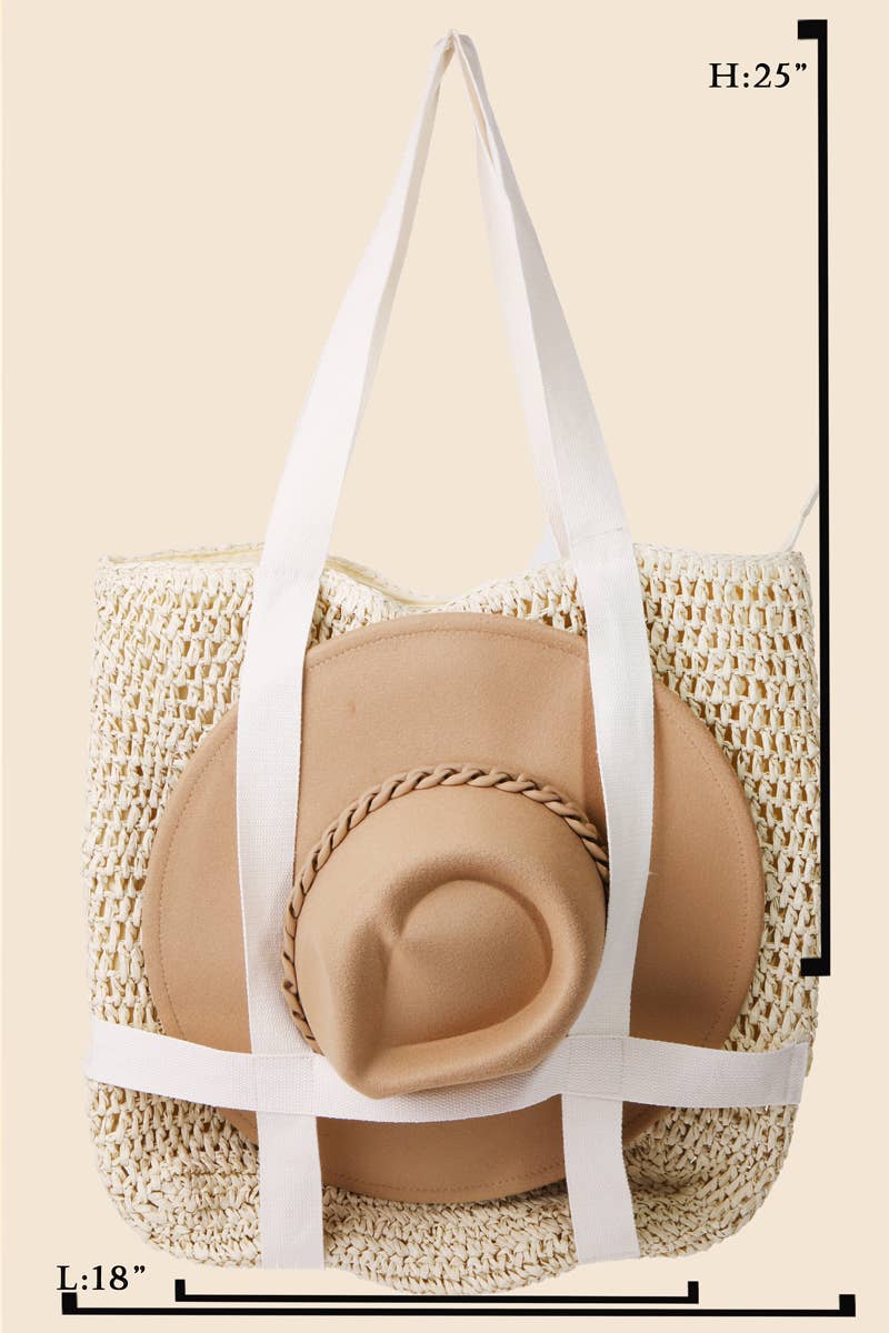 Straw Braided Hat Holder Tote Bag