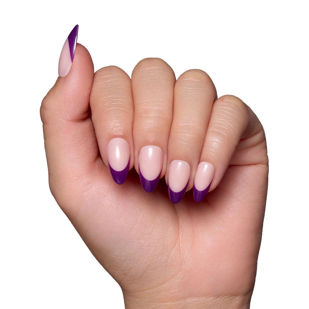 Plum Press-On Nails | Purple French Tip | Short Almond