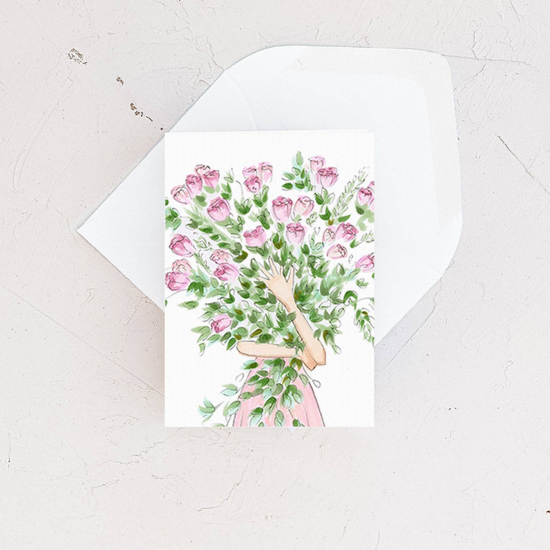 Pink Rose Bunches Mini Card