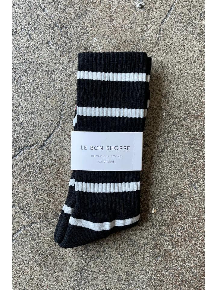 Extended Striped Boyfriend Socks