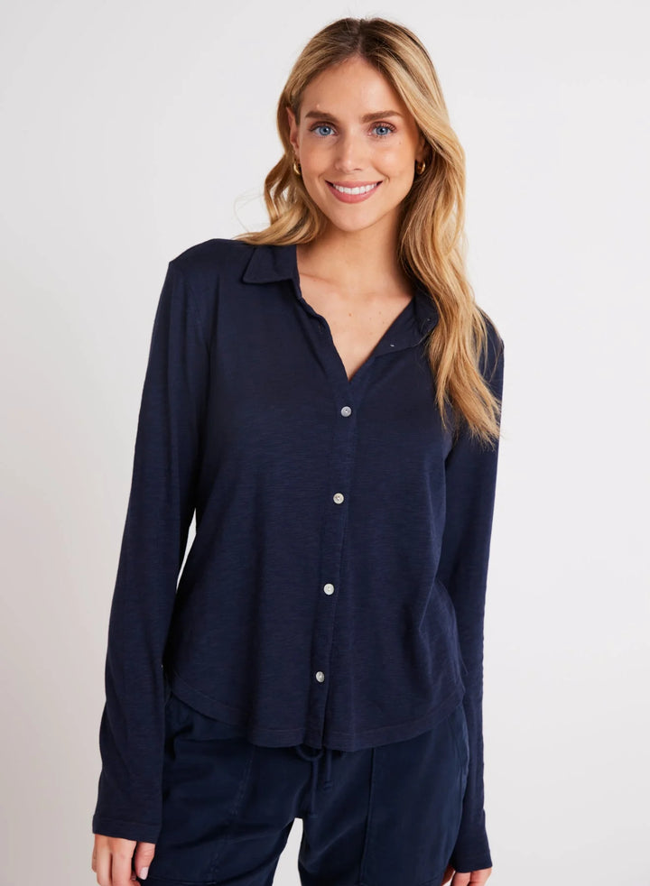 Long Sleeve Knit Button Down