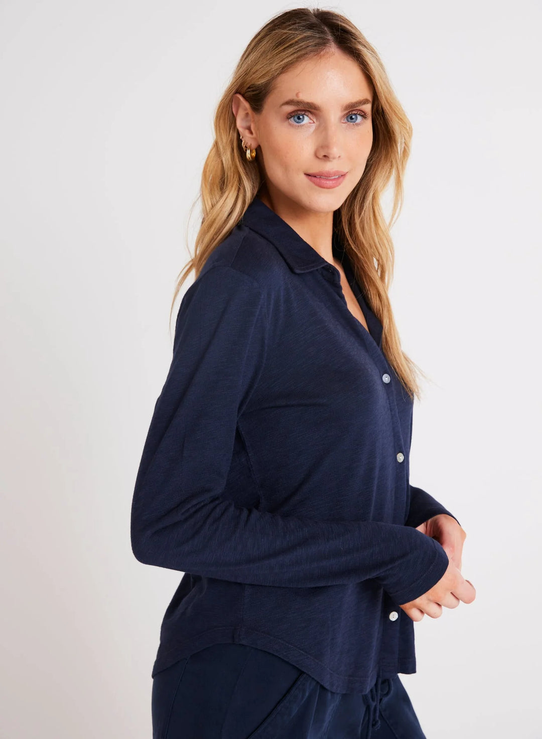 Long Sleeve Knit Button Down