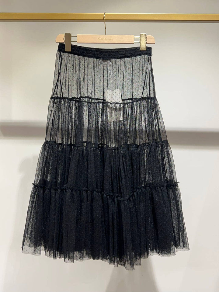 Mid-length tulle skirt