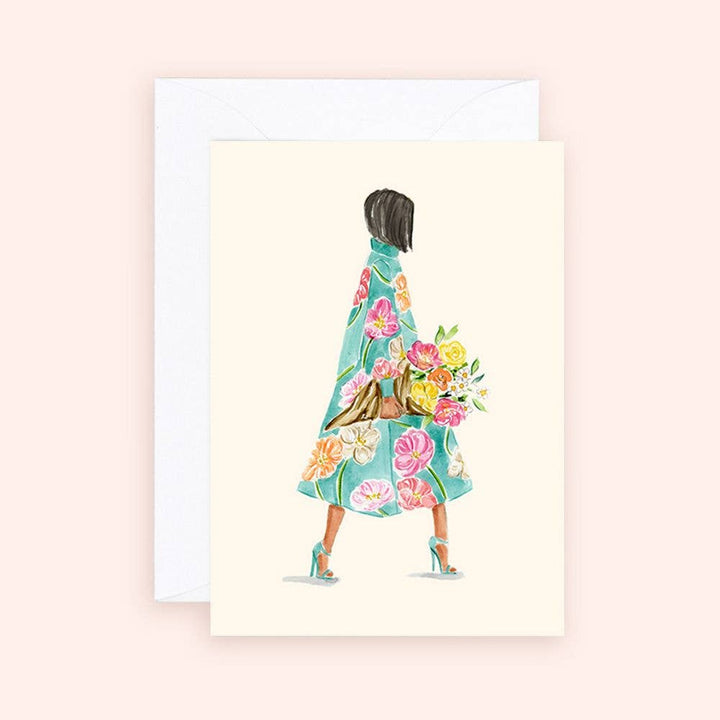 Floral Bouquet Girl Mini Card